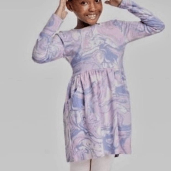 Cat & Jack Other - Cat & Jack toddler Girls Dress pink purple swirlLong sleeve
Size XS 4-5